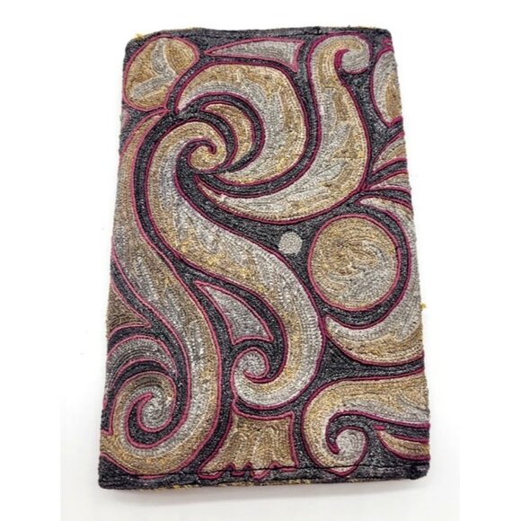 Rare Antique French Petit Point Embroidered Tapestry 19th Clutch Wallet Bag HTF - Picture 4 of 13